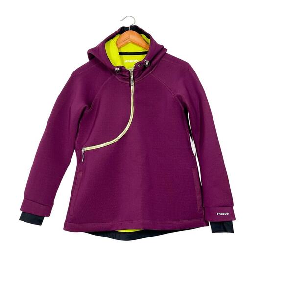 Freddy Italian‎ Breathable Water Resistant Hoodie M Purple Curved Zip Surfing - Picture 1 of 15
